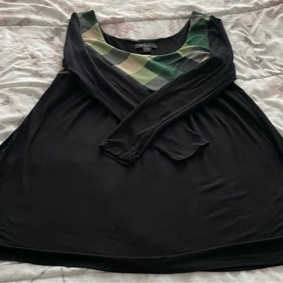 Vintage Forever 21 Y2K Black tunic with green plaid detailing size S Made in USA - Picture 10 of 14